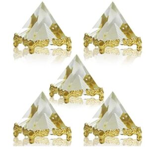 Glass Pyramid with Golden Stand (Standard, Clear, 5 Pieces)