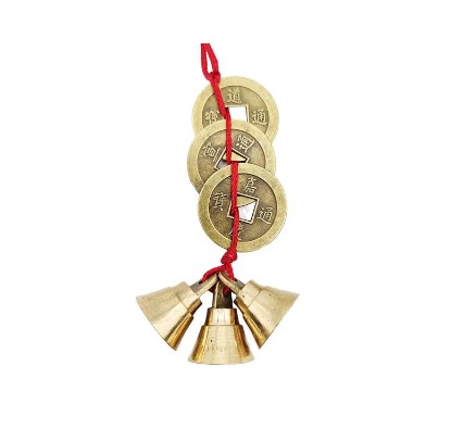 Feng Shui Vastu Lucky Hanging 3 Bell 3 Chinese Coins Main Entrance Door Hanging