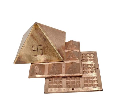 100x Poweful Copper Vastu Pyramid Set – 4 Inch Vastu Remedies for Positive Vastu Energy Vibrations at Home, Office, Factory, Plot