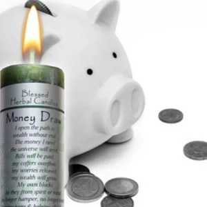 Money Draw Blessed Herbal Candle