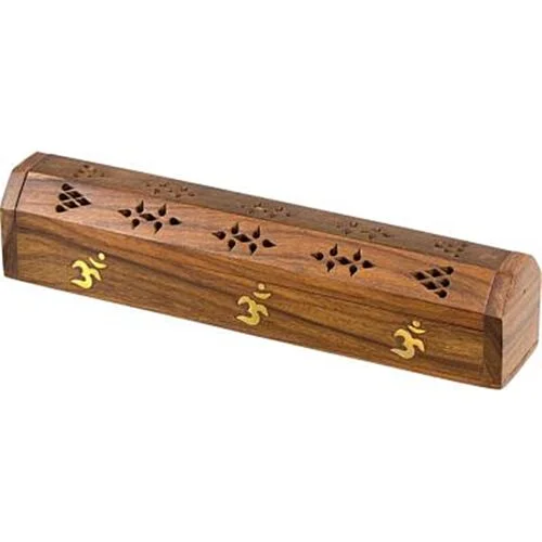 Wooden Incense Burner & Storage Box Large Om
